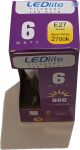 LEDlite Dim LED Filament Amber ST64 6W E27 WW 720lm 2700K