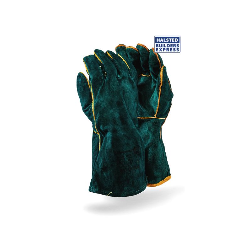 USD Dromex Gloves Leather 20cm Green WELD/6GR Building