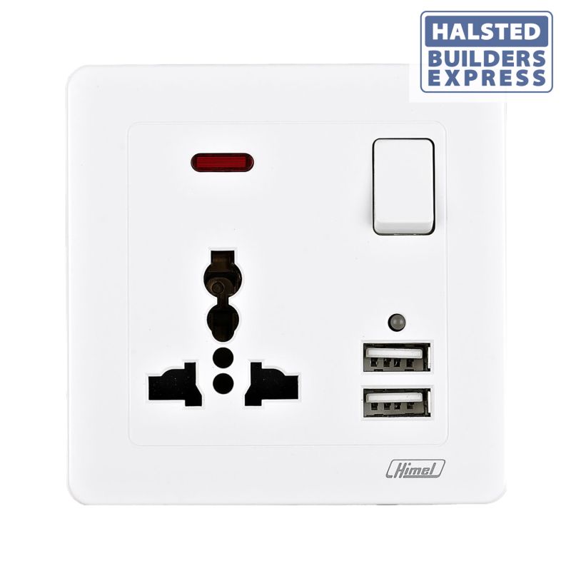 USD 11.30 - Himel Socket Switch MF with Neon + 2 USB