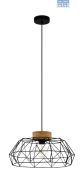 Eglo Padstow Pendant Black/Wood E27 43364