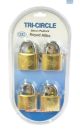 Tri Circle Padlock 50mm Brass Set 4 Keyed Alike KA265-4